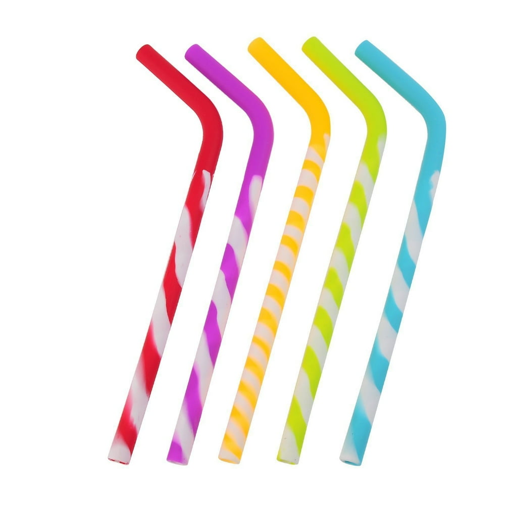 California Straws, Food Grade Silicone Reusable Drinking Straws (5pack