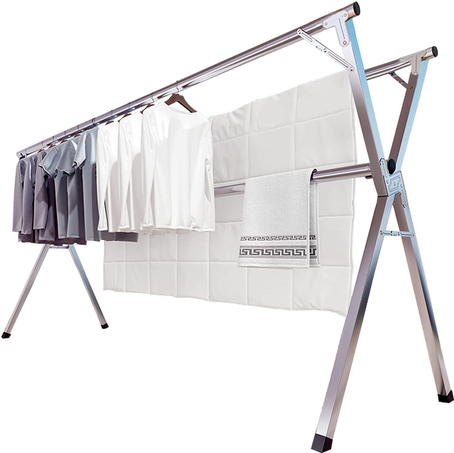 Kitchen Folding and Space saving Indoor Outdoor Folding Extendable Tripod Clothes Drying Rack Great Organisation for Laundry Room With carry bag included Living room Garden Bedroom 