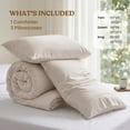 thumbnail image 4 of EMONIA 3-Piece Queen Comforter Set,Soft & Cozy Washed Brushed Micro-Poly Down Alternative Bedding Set,Lightweight Fluffy Reversible Bed in a Bag,Beige, 4 of 9