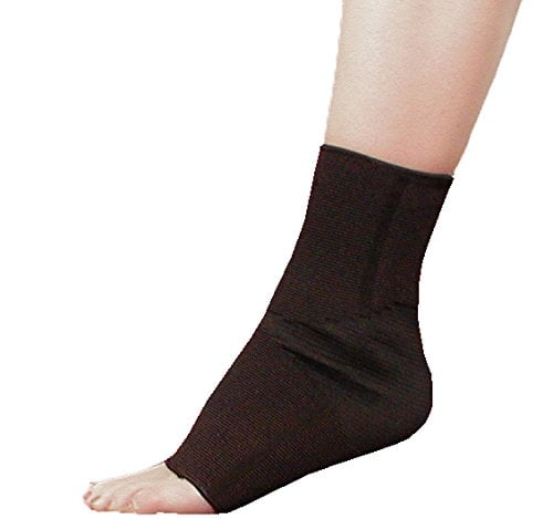 Elastic Compression Support Ankle, Foot Arch Brace With 4-Way Stretch (Medium Black)