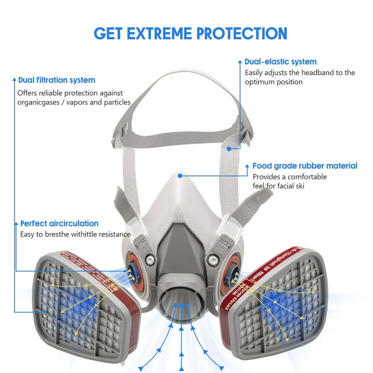 Innens 17 in 1 Half Face Gas Mask Facepiece Spray Painting