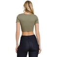 thumbnail image 3 of Women’s Ribbed Short Sleeve Cropped Top, Smoky Olive, SM, 3 of 5