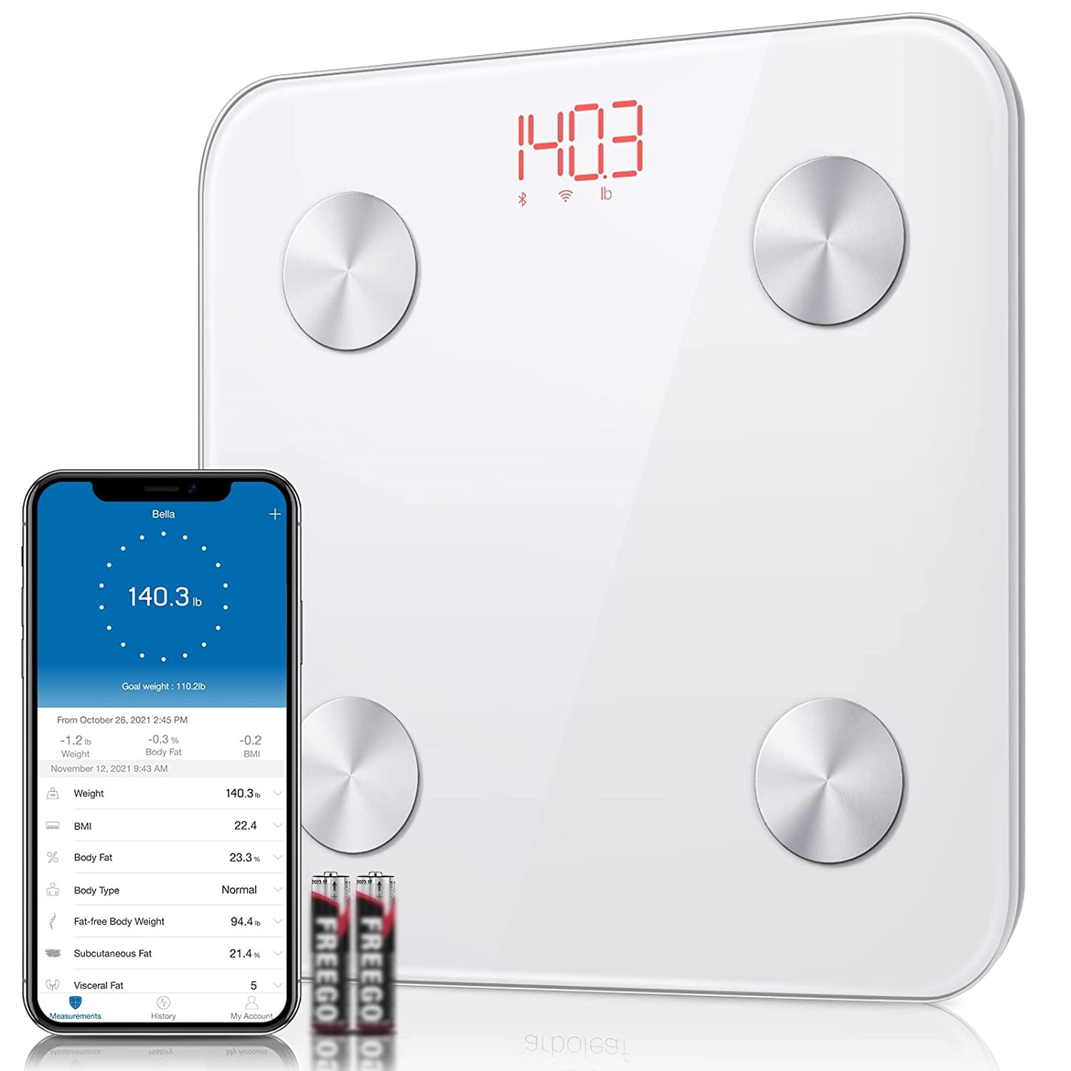 Digital Bathroom Scale,GERKAGO Smart Scale for Body,Body Fat Bathroom