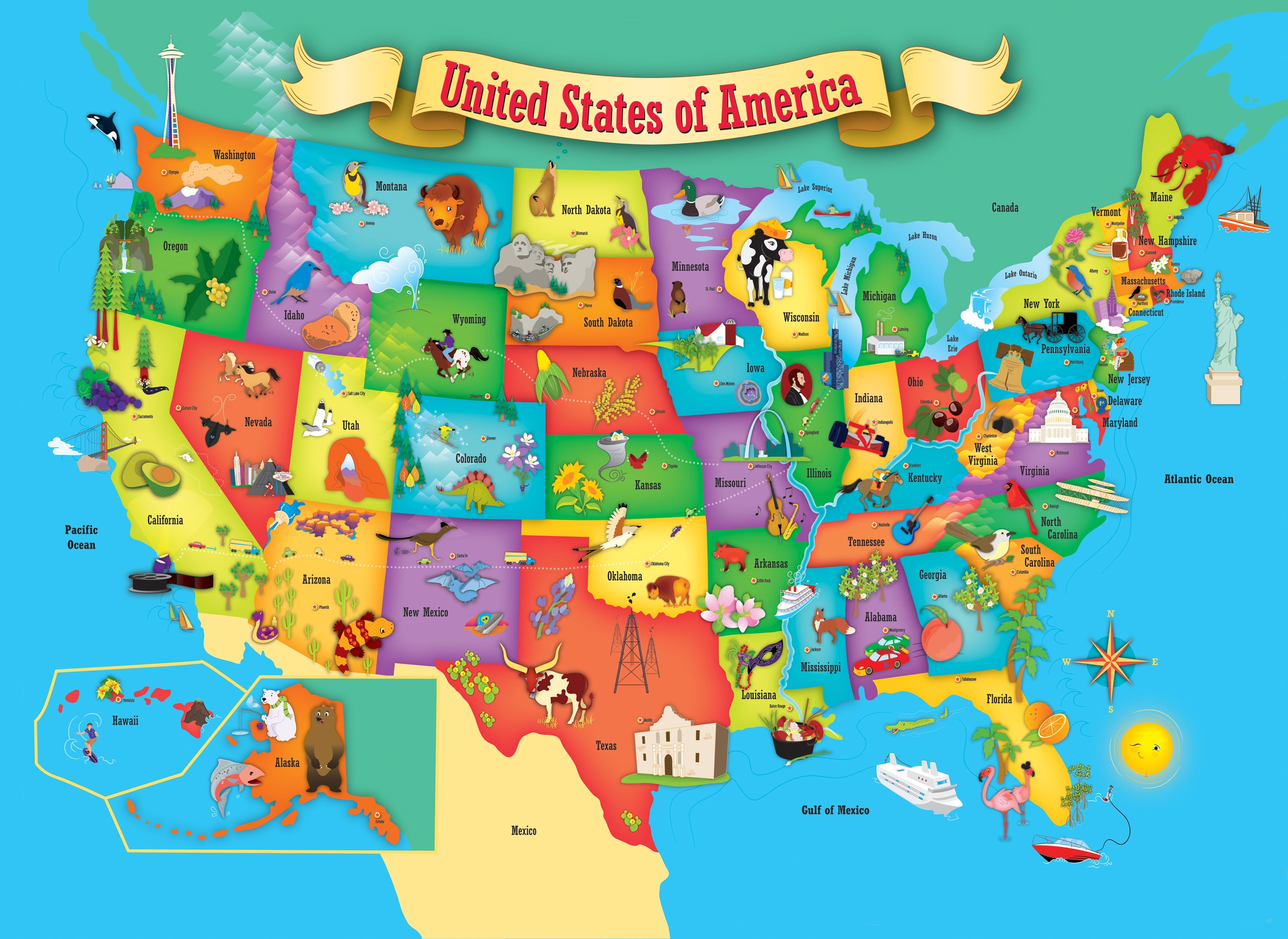 MasterPieces Explorer Kids - USA Map - 60 Piece Kids Puzzle