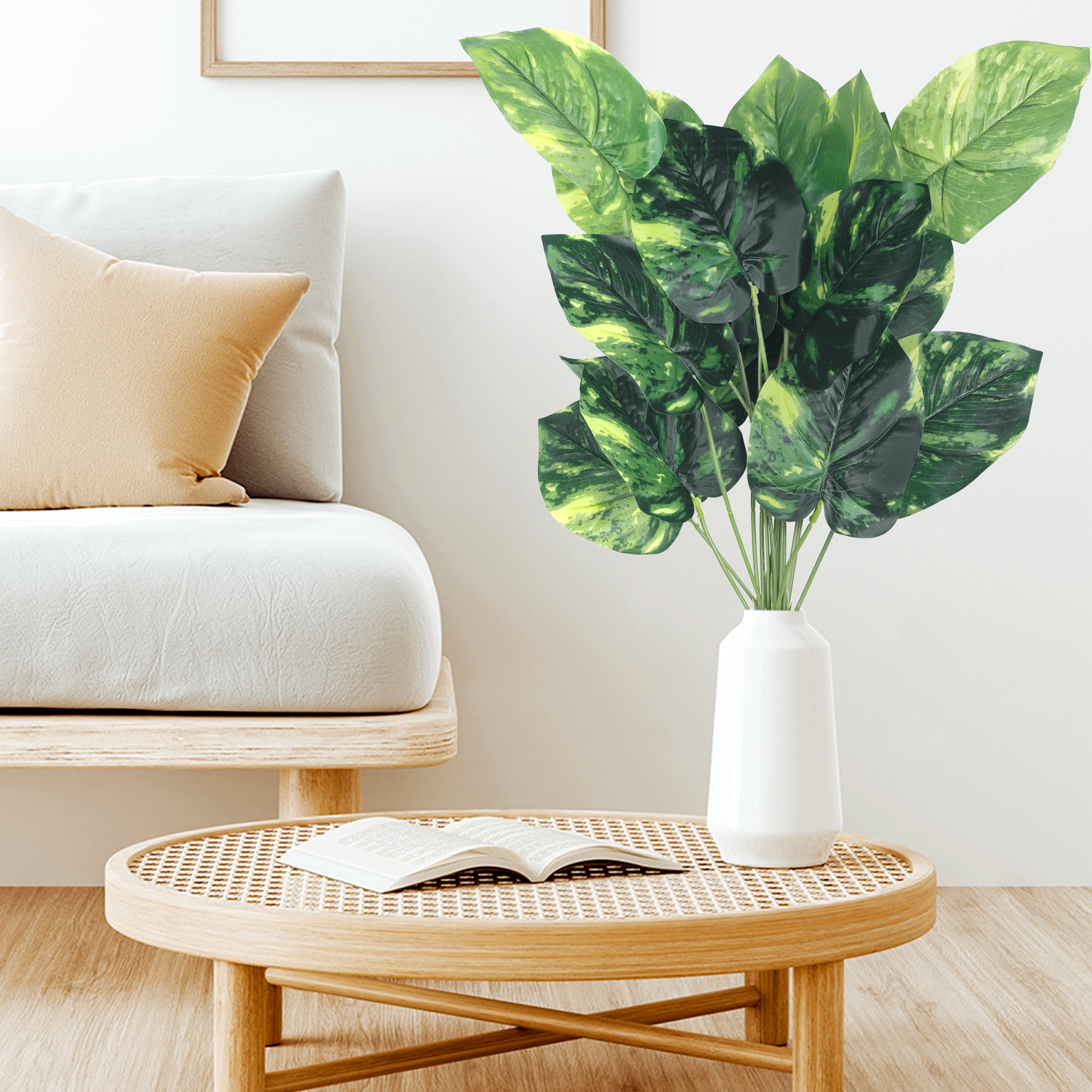 Unique Bargains Artificial Stems Leaves Faux Greenery Plants for Home Decor Green Pothos