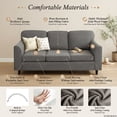 thumbnail image 5 of Hommoo Teddy Velvet 3-Seater Sofa, Upholstered Living Room Couch with Ergonomic Support, Machine-Washable Cushions & Sturdy Rubber Wood Legs, Gray, 5 of 7