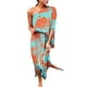 thumbnail image 4 of Vestido de verano para mujer, holgado, con un solo hombro, estampado, con media abertura y mangas cortas., 4 of 5