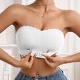 thumbnail image 2 of WTOBBY Women's Wireless Front Closure Strapless Bra with Push-Up Design, Bandeau Style for Comfort, Seamless Look under Clothing, Ideal for Off-Shoulder Tops,White 34, 2 of 5