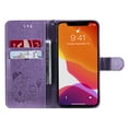 thumbnail image 3 of For iPhone 12 Mini Case, Mantto PU Leather Cover with Cat Patterned Embossed Cute Painted Flip Wallet Card Case, With Kickstand Hand Strap Magnetic Closure Case For iPhone 12 Mini, Purple, 3 of 9