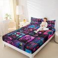 thumbnail image 4 of Homewish Vintage Gothic Skull Queen Sheet Sets,Happpy Valentine'S Day Flat Sheet,Purple Blue Black Queen Fitted Sheet For Men Women,4-Piece, 4 of 7