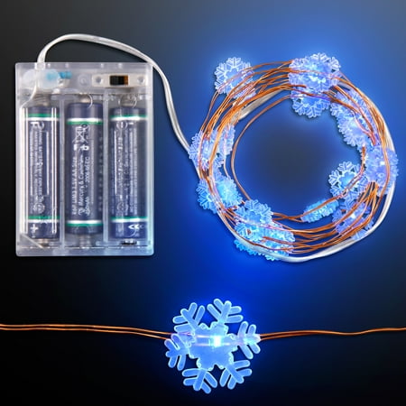 FlashingBlinkyLights Blue LED Snowflake String Lights Battery Operated - Walmart.com
