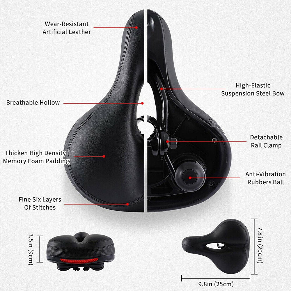 Comfort Wide Big Bum Bike Bicycle Gel Cruiser Extra Sporty Soft Pad Saddle Seat
