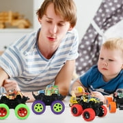 Bocaoying 4 Pack Friction Powered Monster Trucks Toys,Push and Go Friction Powered Cars Vehicles Toys,Inertia Car Toy Set Stunt Toy Vehicles,Pull Back Vehicle Set for Boys Girls Aged 3 and Above