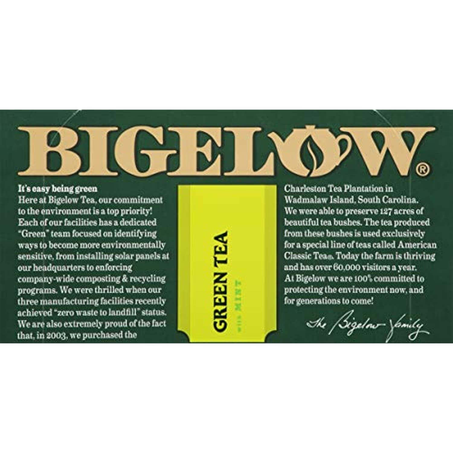 Bigelow Green Tea With Mint, Caffeinated, 20 Count (Pack Of 6), 120 Total Tea Bags