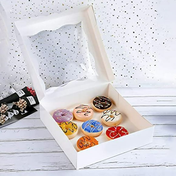 YAOMOBB Boîte d'Emballage pour Desserts Fenêtre Visible Boîte à Biscuits pour Boulangerie Emballage de Desserts