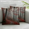 thumbnail image 3 of Nawypu Decorative Throw Pillow Cover Abstract Scenery Red Autumn Forest Mist Park Natural Stair Nature Parks Plant Outdoor Design Cozy Square Cushion Case for Couch Bed Living Room, 3 of 5