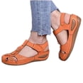 thumbnail image 2 of W Sandals For Women Closed Toe Floral Applique Sandals Breathable Perforated Upper Hook And Loop Ankle Strap Soft Sole Summer Casual Shoes Casual Dressy 2026 Shoes Comfort Summer Slides, 2 of 4