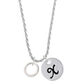thumbnail image 1 of Delight Jewelry Silvertone Medium Karma Ring Silvertone Script Initial Disc - X - Charm Necklace, 20"+3", 1 of 1