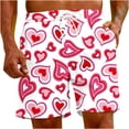 thumbnail image 2 of Puntoco Pantalones Cortos De Playa Para El Día De San Valentín Para Hombre, Pantalones Cortos Estampados Con Bolsillo Con Cordón, Pantalones Cortos Rojo M,Pantalones Cortos Hombre, 2 of 5