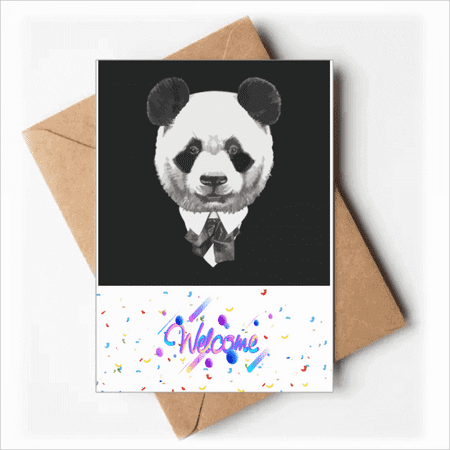 Gentleman Suit Handsome Panda Treasure Welcome Back Greeting Cards Envelopes Blank