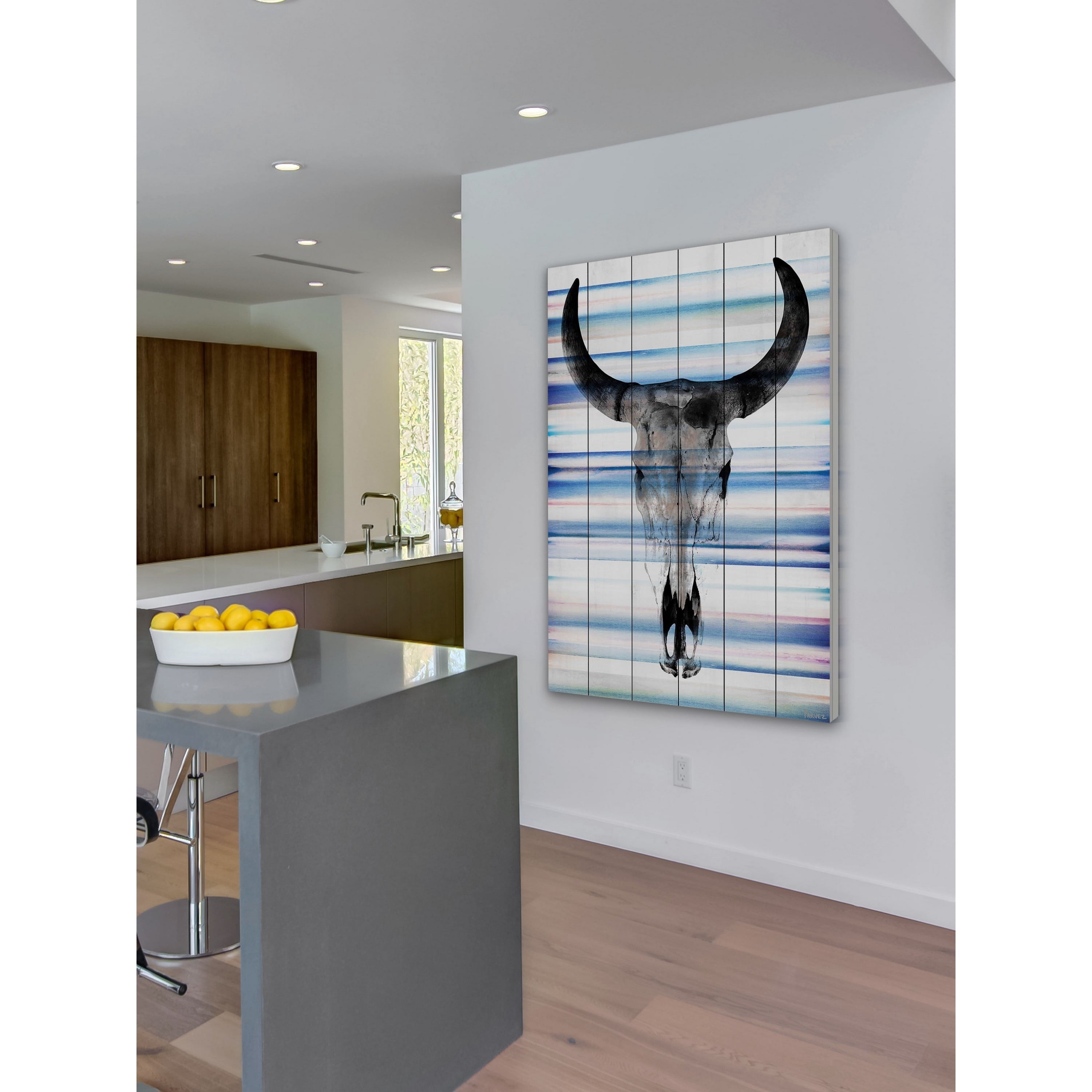 Parvez Michel Inc Parvez Taj - Long Skull Face Painting Print on White Wood