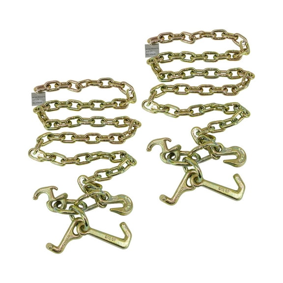 5/16" x 6' G70 Tow Chain w/ RTJ & Grab Hook w/ Enlarged Links - Plain on One End (2 Pack)