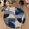 thumbnail image 3 of Boho Navy Blue Round 13 Inch Placemats Set of 2, Modern Geometric Abstract Art HeatResistant Non Slip Place Mats for Dining Table, Wipeable Braided Kitchen Table Mats for Housewarming, 3 of 9