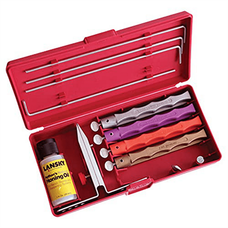 Lansky Deluxe 4-Stone Diamond Knife Sharpener Kit with Angle Guide