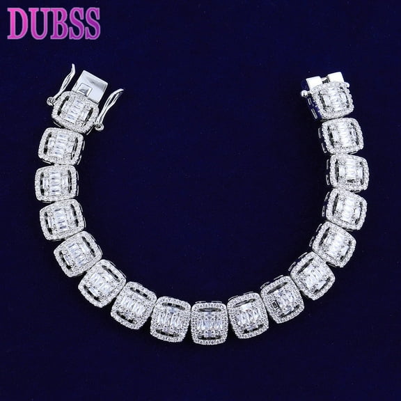 DUBSS Iced out Baguette Bracelet for Men Micro Pave Real Copper Cubic Zirconia Hip Hop Jewelry