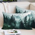 thumbnail image 2 of Dark Green Forest Throw Pillow Cover 12 x 20 Inch Decorative Pillow Cover Nature Foggy Mountain Pine Tree Lumbar Pillowcase Seasonal Rectangle Cushion Case for Couch Sofa Bed Living Room, 2 of 9
