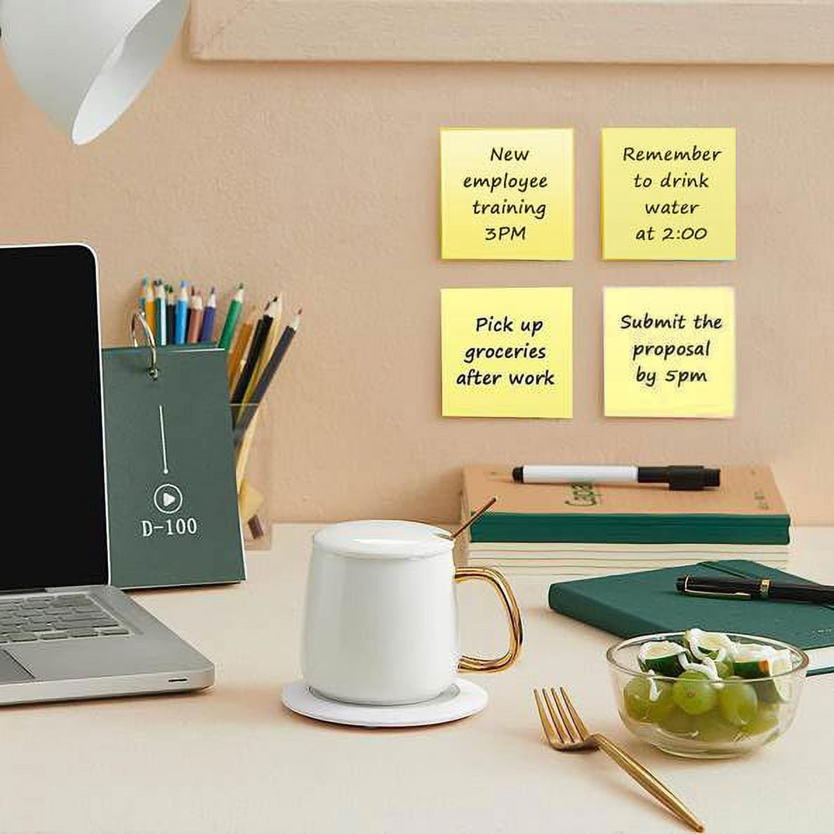100 Pack of Bulk Wholesale 3"x3" 100 Sheet Neutral Yellow Sticky Note Pads for Writing & Note Taking - 100 Count of 3"x3" 100 Sheet Yellow Sticky Note Pads
