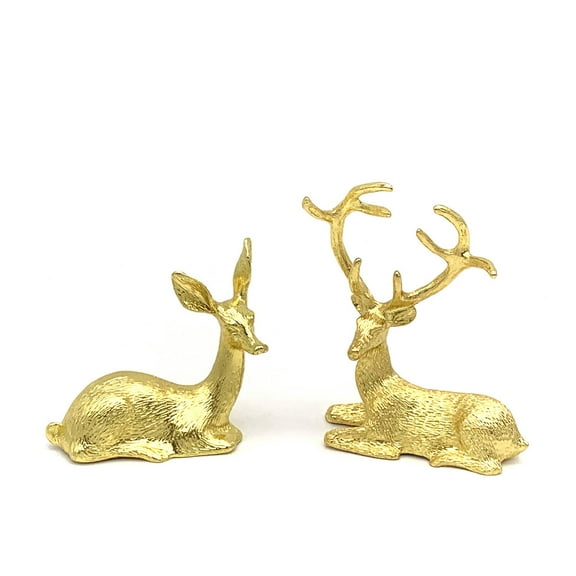 CCOCC 2Pcs Desktop Decor Luxe Reindeer Figurine Reindeer Decor Zinc Alloy Material Nordic Home Style Deer Decor,Gold