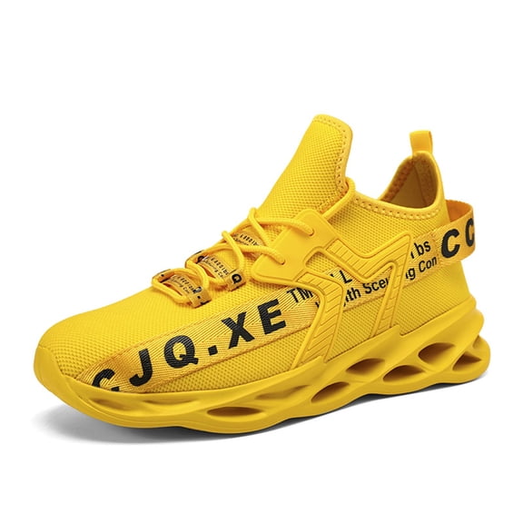 Mens Shoes,Modern Unisex Breathable Mesh Running Shoes for Men And Women Comfortable Lightweight Athletic Footwear Design,Shoes for Men,Yellow,10