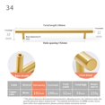 thumbnail image 5 of Paquete de 4 tiradores para gabinetes de latón macizo, manijas de barra en T estilo europeo dorado, centro del orificio para cajón de cocina Largo total 220 mm, 5 of 5