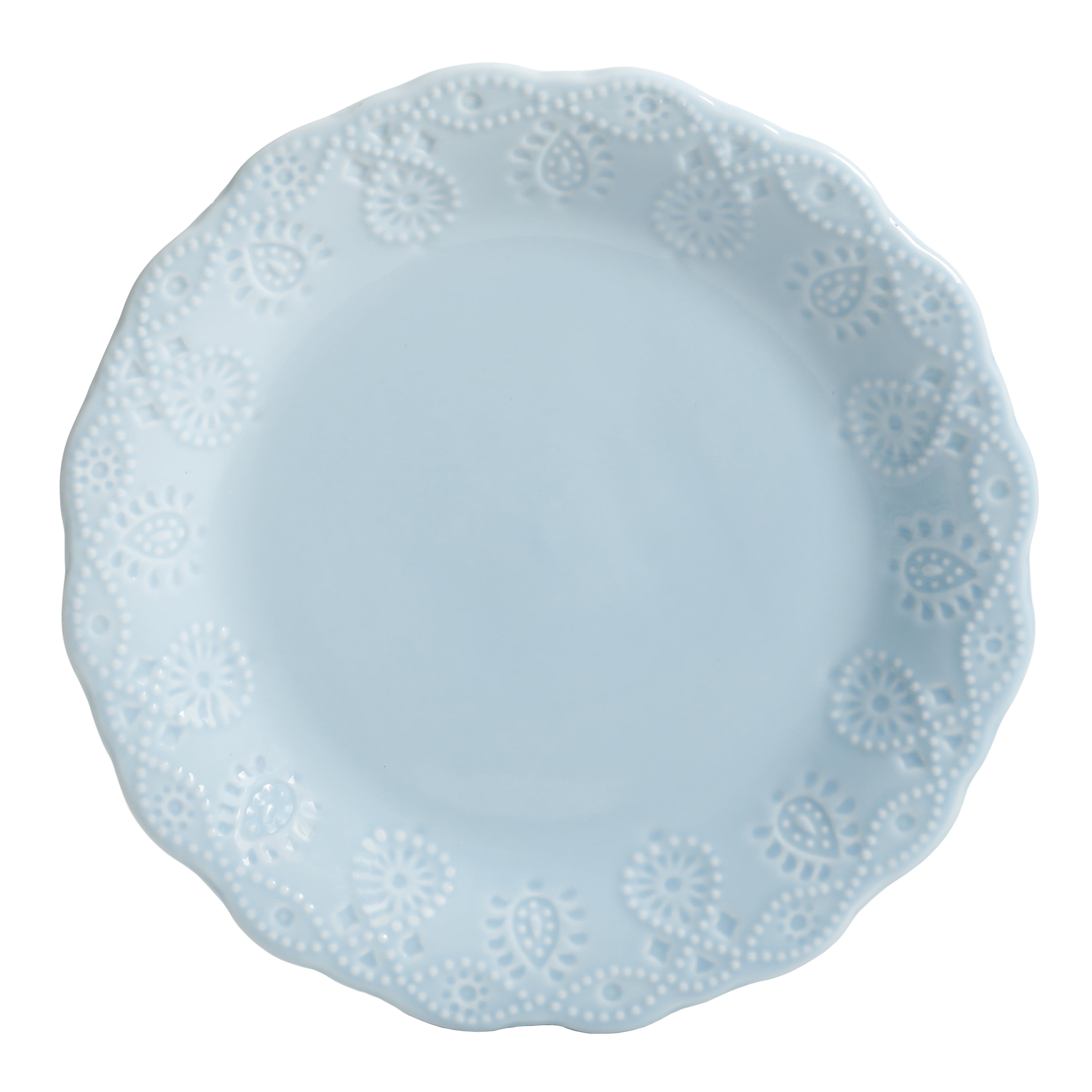 The Pioneer Woman Cowgirl Lace 12-Piece Dinnerware Set, Light Blue