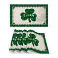 thumbnail image 3 of Juego de 4 manteles individuales del Día de San Patricio | Manteles de mesa de trébol de cuatro hojas de lino | Verde Fiesta Festiva Aislamiento Térmico Antideslizante Lavable Decoración de Comedor, 3 of 7