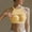 Yellow, variant on Vest Tops for Women Summer Yellow Camisole with Built in Bra Sleeveless Halter Solid Slim Shirts M