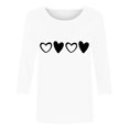 thumbnail image 4 of Plebaso Chemises à Manches 3/4 pour Femmes Mignonnes avec Cœur Hauts Amples Décontractés Blouses à Col Rond T-Shirts Imprimés, 4 of 4