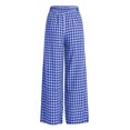 thumbnail image 7 of Karymi Linen&nbsp;Pants&nbsp;Women Elastic High Waist Plaid Wide Leg Pants, Casual Checkered Trousers with Side Pockets, Lightweight Palazzo Pants Womens Shorts, 7 of 7