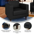 thumbnail image 4 of Flash Furniture Black LeatherSoft Reception Chair with 2 AC Outlets/1 USB/1 USB-C Ports and Solid Wood Walnut Legs with Adjustable Floor Glides, 4 of 12