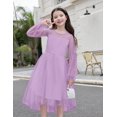 thumbnail image 5 of Arshiner Girls Dresses Contrast Mesh Long Sleeve Twirly High Low Birthday Party Formal Dress, 5 of 6