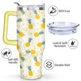thumbnail image 3 of 40oz Tropical Pineapple Pattern Stainless Steel Flip Straw Tumbler Spill Proof Travel Cup Double Wall Vacuum Insulated Coffee Mug with Top Handle, 3 of 6