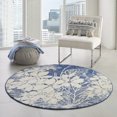 thumbnail image 4 of Serene Distressed Floral Beige/Navy 5'3" x ROUND Area Rug, (5' Round), 4 of 6