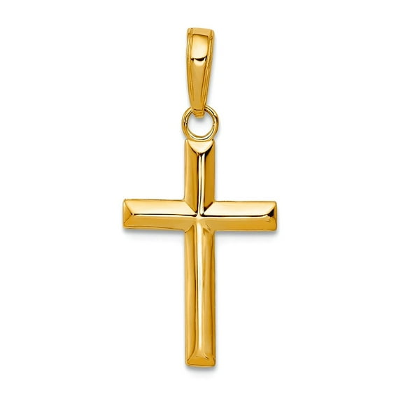 10k Gold Small Religious Faith Cross Pendant Necklace 24.5x11mm Wide Pendant for Women - .5 Grams