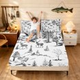 thumbnail image 3 of Manfei Vintage Elk Queen Sheets, Farm Landscape Queen Sheet Sets, White Gray, 4-Piece, 1 Flat Sheet, 1 Fitted Sheet and 2 Pillowcases, 3 of 6