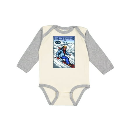 

Inktastic Life is Better in The Slopes Gift Baby Boy or Baby Girl Long Sleeve Bodysuit