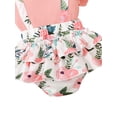 thumbnail image 6 of Gvmfive Newborn Infant Baby Girls Floral Romper Ruffle Short Sleeve Bodysuit Jumpsuit Outfits Clothes, 2PCS Set 3-6 Months, 6 of 6