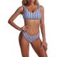 thumbnail image 4 of Traje de baño dividido elástico transpirable lindo estilo Retro parte de atrás bonita Bikini hueco para mujer barra azul XL, 4 of 6