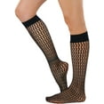 thumbnail image 5 of ToBeInStyle Women's Sheer Lace Knee High Socks With Honeycomb Pattern Design - One Size, 5 of 7