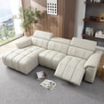 thumbnail image 5 of Oversized Genuine Leather L Shaped Sofa, Modern Electric Control Seat Three-Seater Couch with USB Interface, Power Recliner, Reclining Sectional Sofa with Console& Single Right Recliner, Beige, 5 of 9